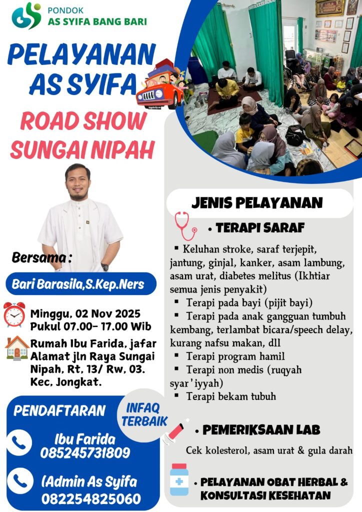 Road Show Kesehatan Pondok As Syifa Bang Bari di Sungai Nipah: Menghadirkan Layanan Terapi dan Kesehatan Islami untuk Masyarakat